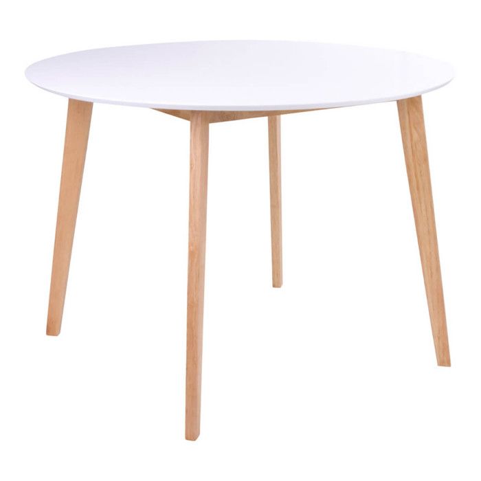 GRAM - Table Repas Ronde 105cm Naturelle et Blanche