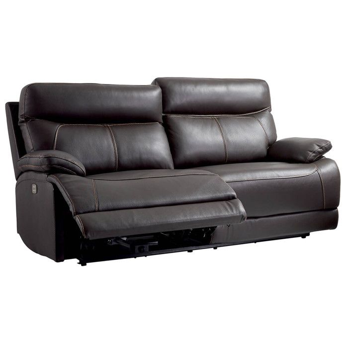 Cordoue Canape Relax Electrique 3 Places Cuir Marron Cdiscount Maison