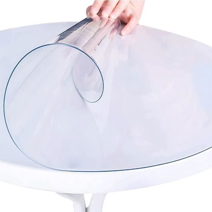 NAPPE RONDE transparente, PVC transparent, facile à nettoyer, tapis de table en verre souple