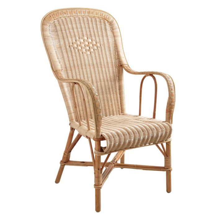 Fauteuil rotin dossier haut naturel Fauteuil rotin dossier haut naturel