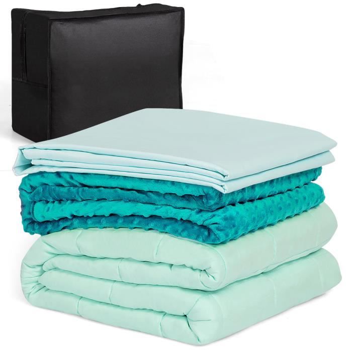 Couverture Lestée Adulte 6 Kg - 135x200 Cm, Tissu Microfibre, Perles De Verre, Apaisante - 1