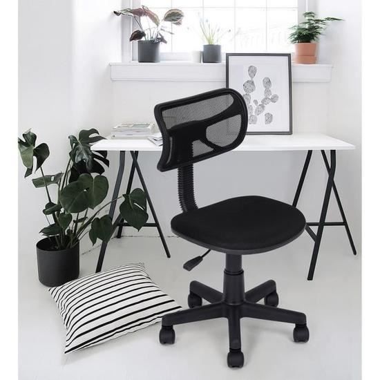 FurnitureR Chaise de Bureau Roulant Pivotant Hauteur Réglable Revêtement en  Tissu à Mailles, Noir - Cdiscount Maison