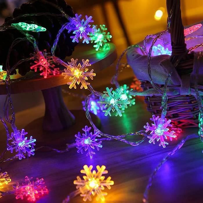 Guirlande lumineuse flocon de neige, 6 m, 40 LED, Guirlande de Noël de fête,Guirlande  Lumineuse Exterieure, pour décorations d[674] - Cdiscount Maison
