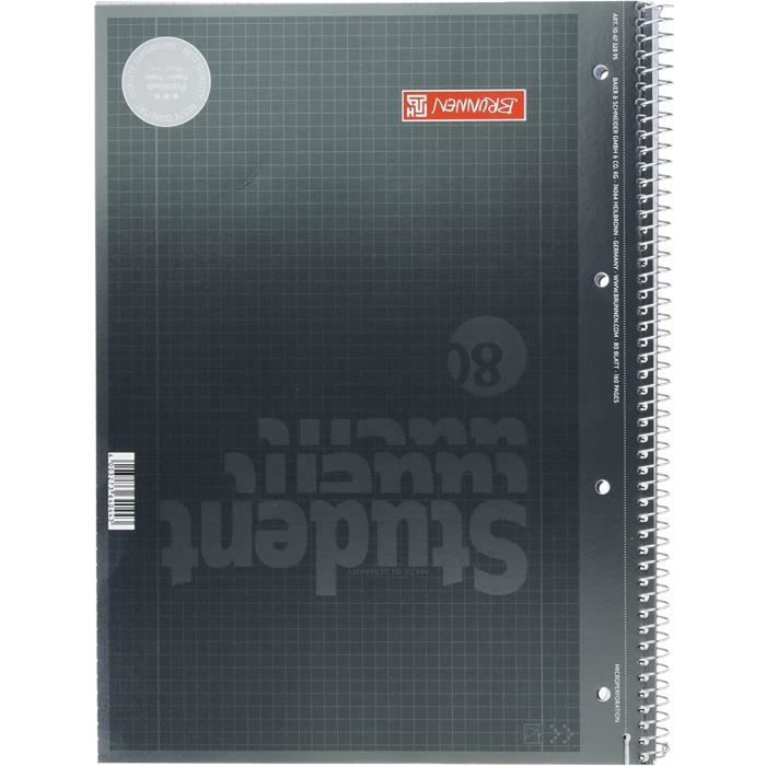 Cahier D'exercices Brunnen A4 - 32 Feuilles Quadrillées 5 Mm Avec Marge - 80 G/m², Perforé 4 Trous