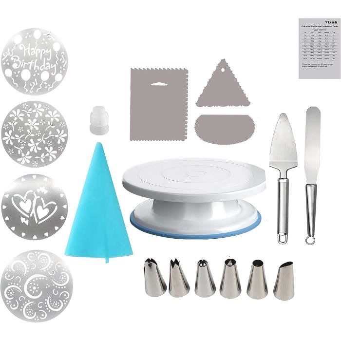 Plateau Tournant De Gâteau, Avec 2 Spatules à Glaçage, 3 Grattoirs à