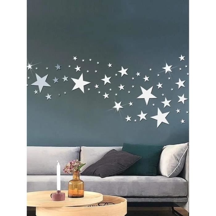 75 Stickers Miroirs étoiles Dorées - Autocollants Muraux Décoratifs Pour Salon, Chambre, Salle De Bain - Adhésif Amovible Sans Trace - 3