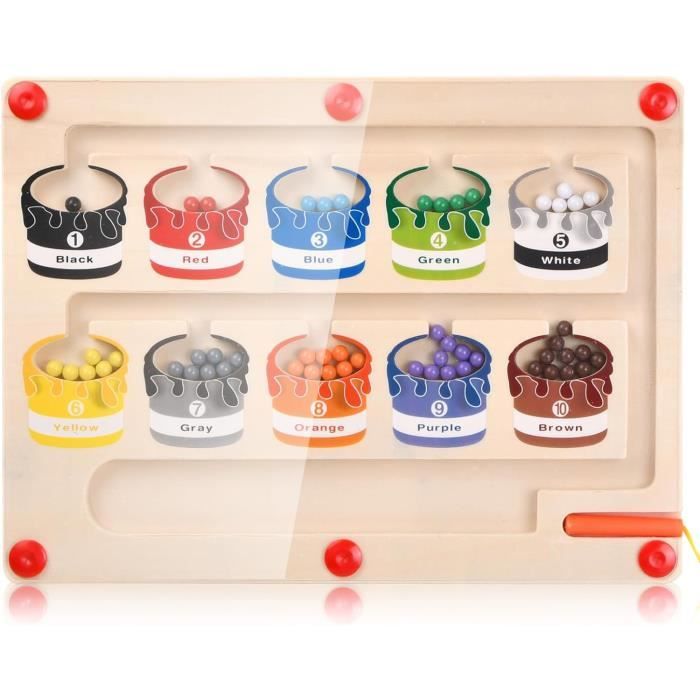 Jeu de labyrinthe - Montessori - Enfant - 55 perles magnétiques - Développe la motricité fine Jeu de labyrinthe - Montessori - Enfant - 55 perles magnétiques - Développe la motricité fine