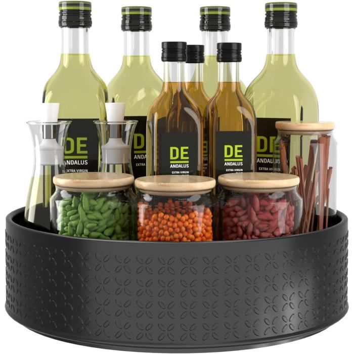 E-MANIS Porte-Épices Tournant 360° Acier Inoxydable Vert – Plateau Rond 27,9 Cm, Rangement Cuisine Gain De Place Et Élégant