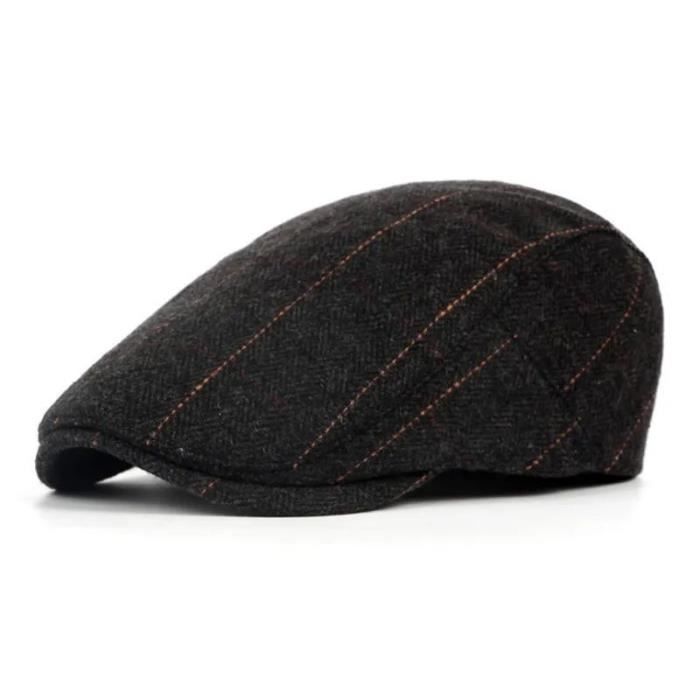 Hommes Beret Casquette Plate Golf Driving Newsboy Hat Flat Cap Felt Unisexe Cap Vintage Retro Automne 56 59CM Taille Unique Noir Cdiscount Pret a Porter