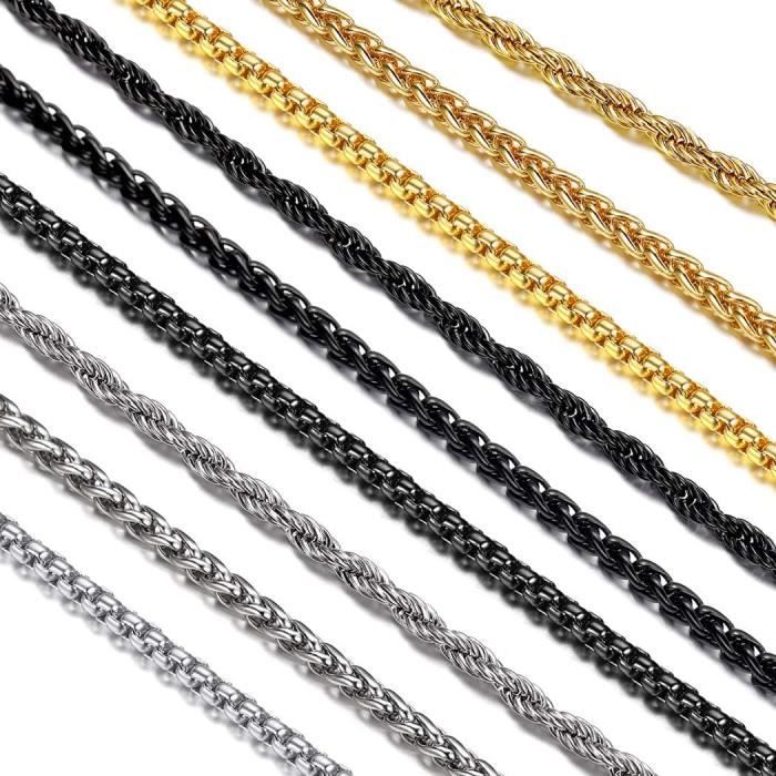 Chaîne maille Corde 2.6 mm en Acier inoxydable 316L Doré x50cm - Perles & Co