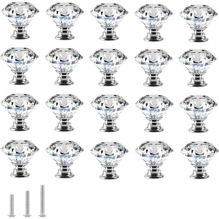 Boutons En Cristal Diamant Pour Canapé Et Tête De Lit - Lot De 20, Argenté, Décoratifs DIY