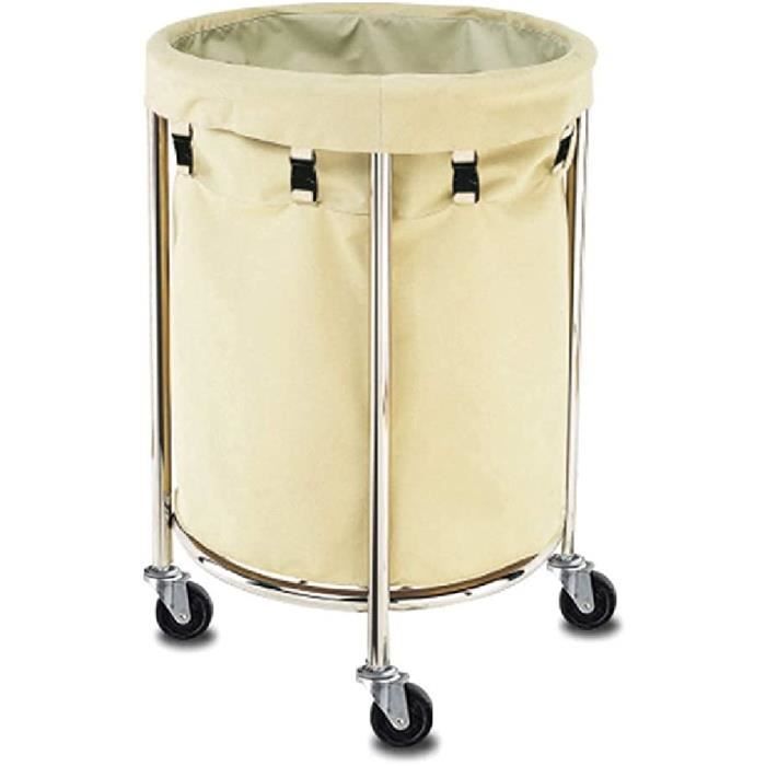Panier à Linge Sur Roulettes 3 Compartiments LIFEZEAL – Chariot Buanderie XXL Avec Poignées Et Freins, Blanc