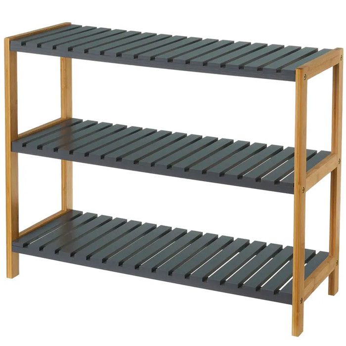 Banc à Chaussures En Bambou Avec Siège Et 2 Rangements, Meuble D'entrée Moderne