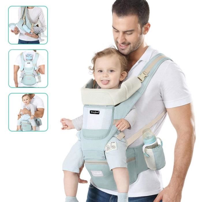 Porte-bébé Ergonomique avec Siège Capuche Amovible Coton Confortable  Respirant Réglable Cadeau Naissance pour Nouveau-Né 0-36 Mois