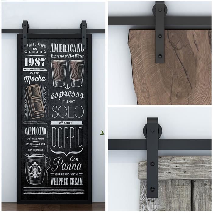 wiss 2 44m kit de rail pour porte coulissante ensemble industriel pour porte suspendue en bois trois segments cdiscount bricolage