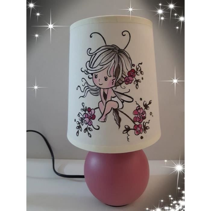 Lampe Chevet Fille Ange Bebe Peint Main Pied Ceramique Cdiscount Maison