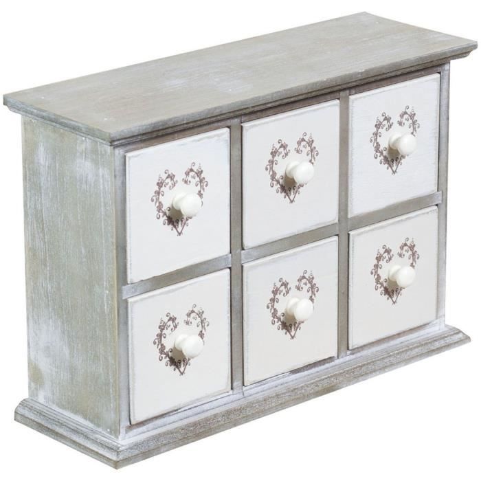 Poitrine De 9 Tiroirs Shabby chic effet vieilli pin commode armoire de rangement table de nuit
