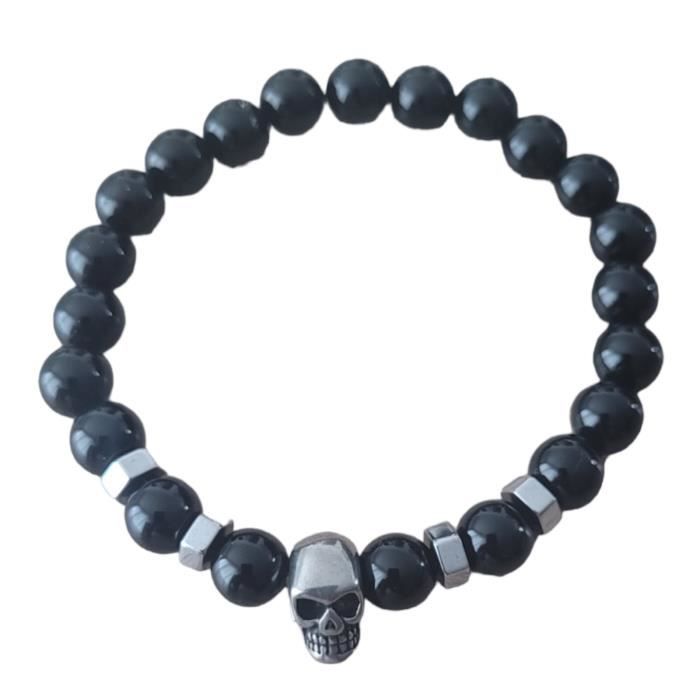 Bracelet Cuir Pour Homme/ado Tête De Mort Gothique - Style Biker, Neuf Avec étiquettes