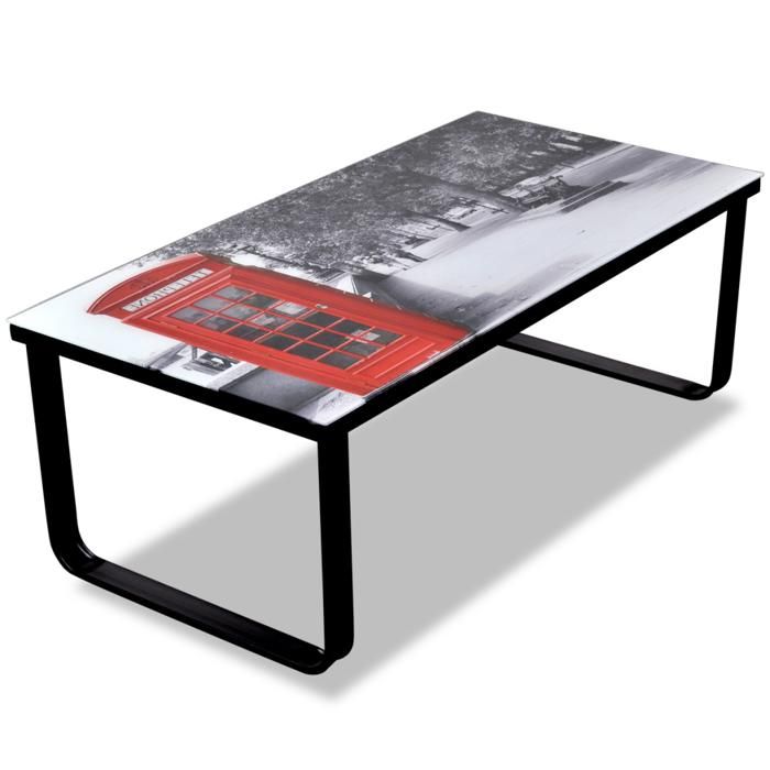 Table basse de salon design verre Londres 90 x 45 cm noir 0902030 Table basse de salon design verre Londres 90 x 45 cm noir 0902030