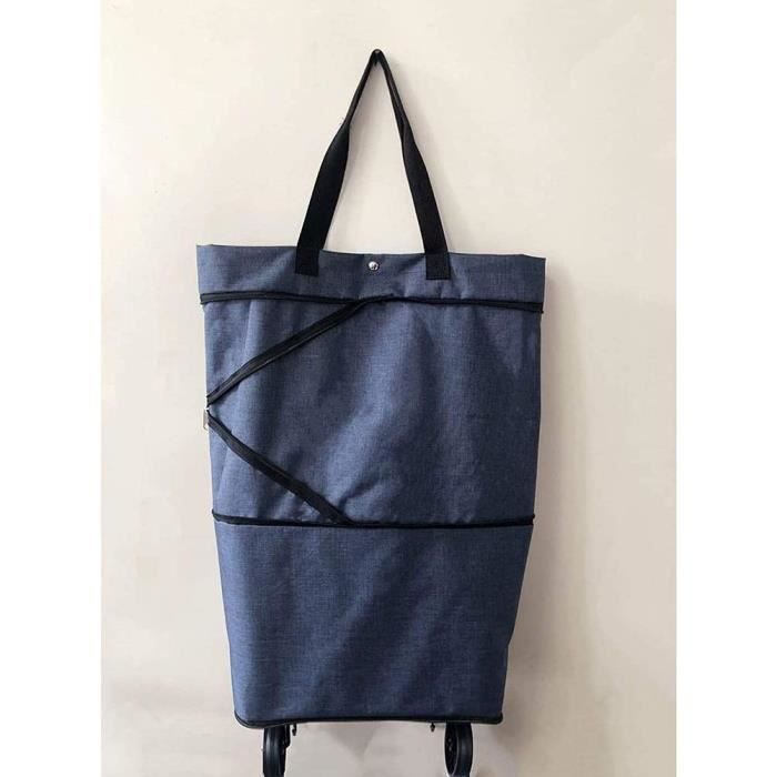 Chariot De Courses Pliable Avec Roues - Sac Réutilisable Imperméable, Poignée Télescopique, Motif Diamant, Pour Marché Et Shopping
