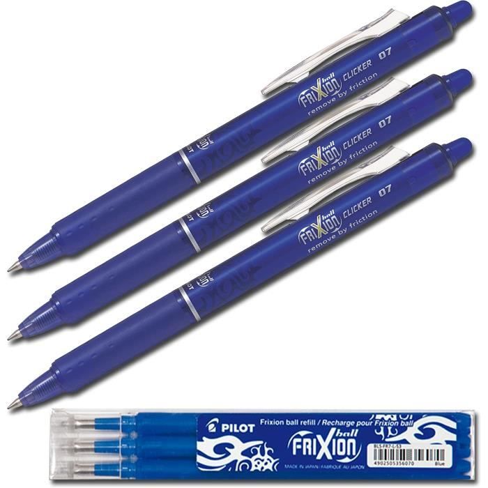 Stylos Roller Pilot Frixion Effaçables - Noir, Pointe 0.4mm, Lot De 3 - Idéal Pour Corrections