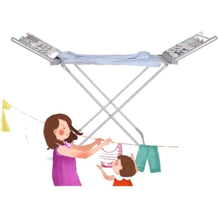 Séchoir à Linge Chauffant électrique – 20 Tubes, Pliable, Sécurité Enfants, Pour Intérieur Et Extérieur