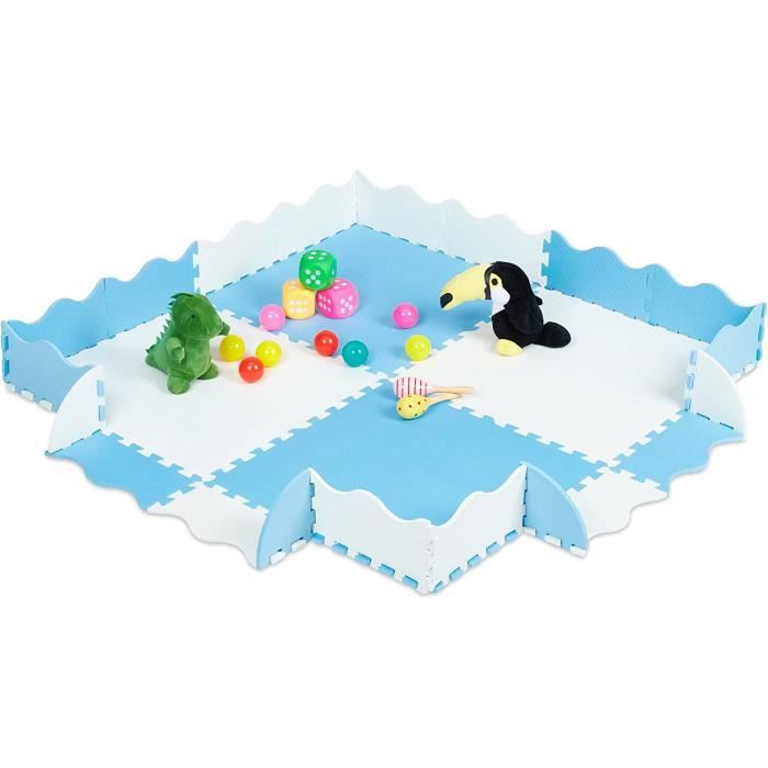 LIWI-relaxdays Tapis de Sol Puzzle avec Bord, 120x120 Dalle Mousse EVA, b?�b?� ?�veil, sans 