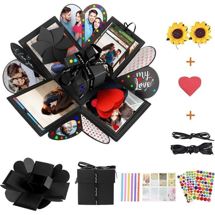 Boîte Surprise Explosion Photo - Boîte Cadeau Creative Noire Pour Anniversaire, Noël, Saint Valentin