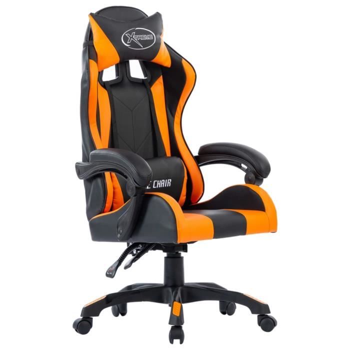 fauteuil de jeux vidéo fauteuil de bureau gaming orange similicuir☆☆9851