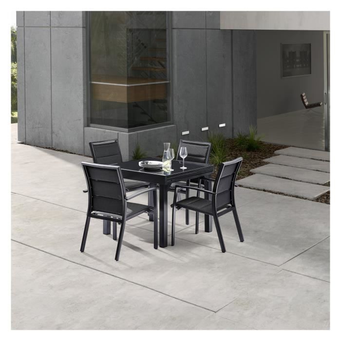 ensemble table et chaises de jardin - wilsa - modulo t 4 / 8 - noir - contemporain - best seller