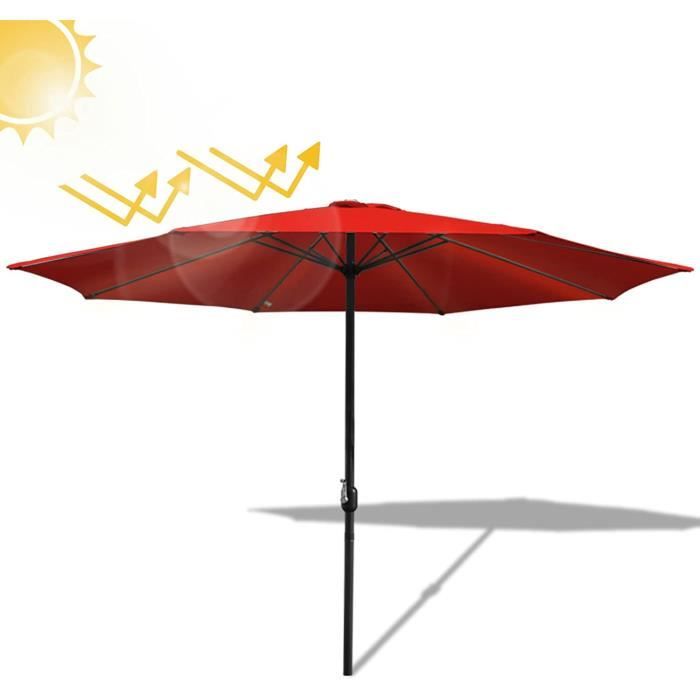 Parasol De Terrasse 220 Cm Avec Manivelle Et Basculement - Toile Polyester Imperméable UPF 50+