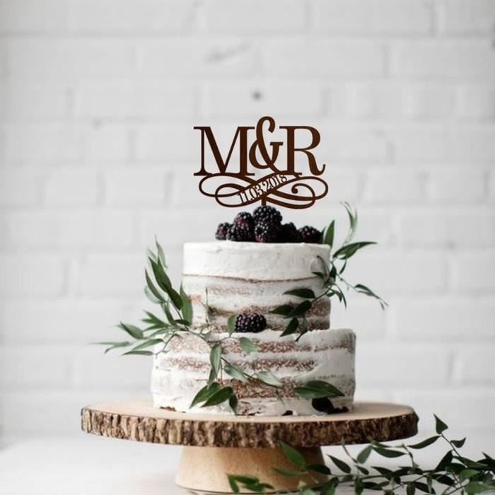 Personnalise Deux Initiales Avec Date Monogramme Gateau Topper Mr Mrs Gateau Topper Pour Anniversai White 14cm Ku Cdiscount Maison