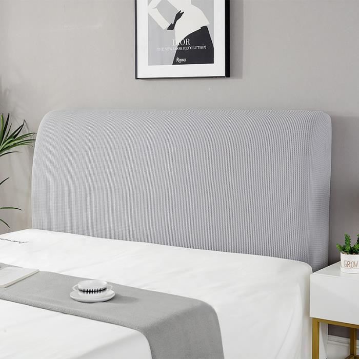 Housse De Tête De Lit Élastique Pelucheuse 190 Cm Gris – Protection Anti-Choc Douce, Décoration Chambre Moelleuse Tout Compris