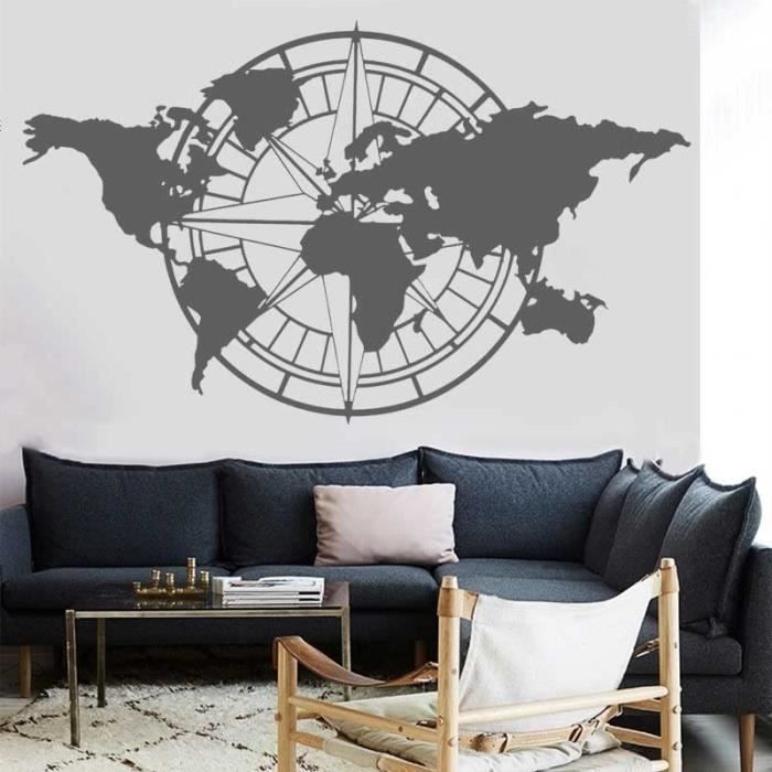 Carte Du Monde 3D Sticker Mural - Décoration Acrylique Pour Salon, Bureau | Tailles M à XXL
