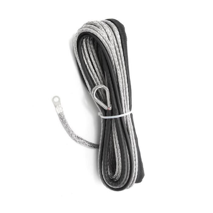 Câble Treuil Synthétique 6mm X 15m 7700lbs Avec Gaine - Corde Remorquage 12 Brins ATV UTV