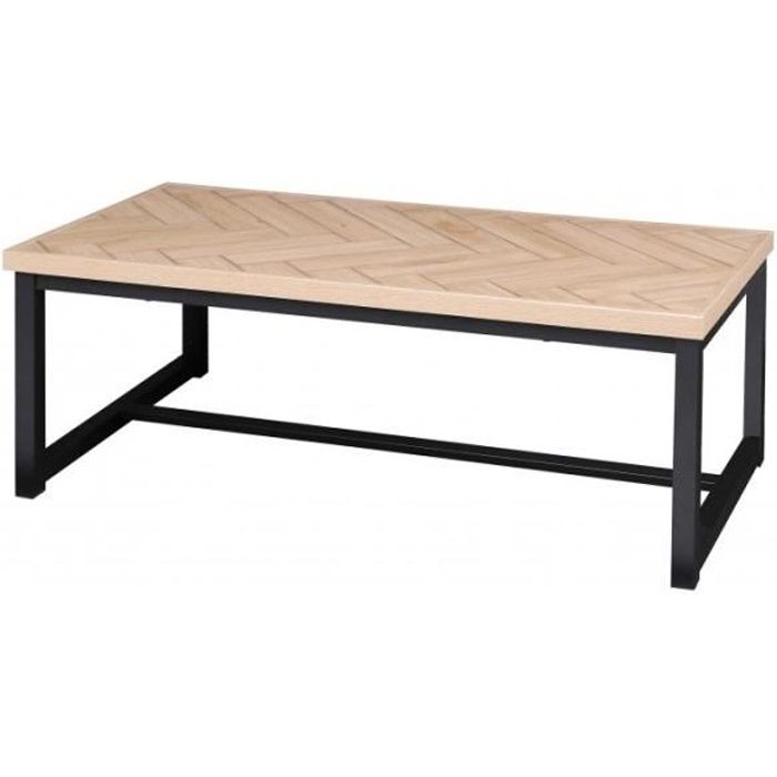 table basse en metal noir et bois motif chevrons 100x50x40cm 0 000000 achat vente table basse table basse en metal noir et cdiscount
