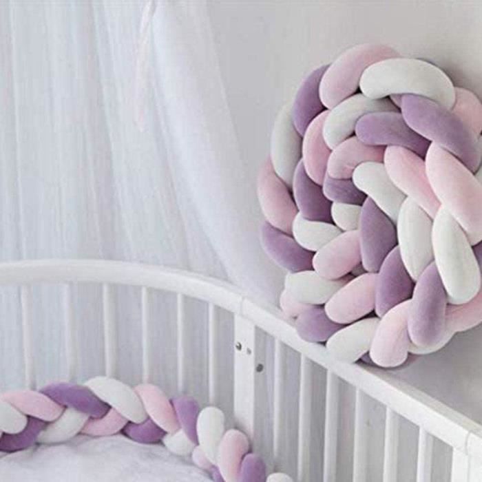 MTRIP Tour De Lit Tresse Bleu Douce Tour de lit bebe 3 brins 3M avec Cordon d'attache idéal pour la Sécurité de votre Bébé 