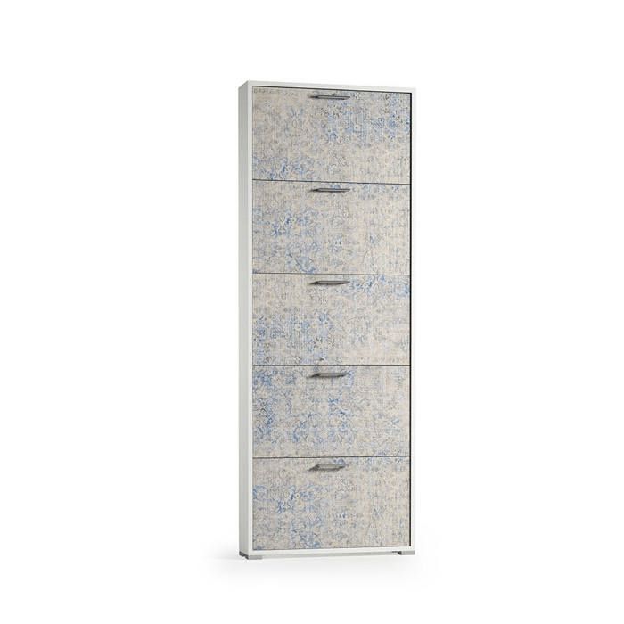 Meuble à Chaussures 3 Portes à Rabat - 120 Cm, Rotin Naturel, 6 Casiers, Pour Couloir Ou Salon