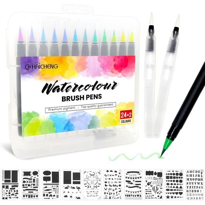 Feutre Coloriage,60 Stylo Feutre Aquarelle pour Enfant set Adultes,Feutre Pinceau Aquarelle Double Pointe 2mm et 0.4mm pour D 396 - Beaux-Arts et Loisirs créatifs