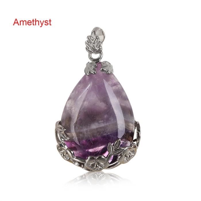 Pendentif En Quartz Vert Naturel HXSCOO : Forme Goutte D’eau, Pierre Cristal - Bijou élégant Pour Femme