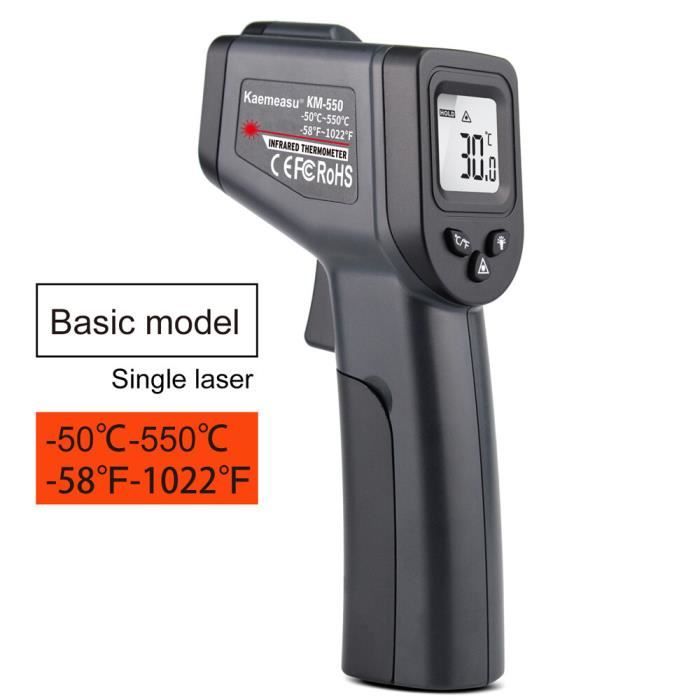Thermomètre Infrarouge Sans Contact - Pistolet à Laser - Plage -50°C à 600°C - Pour Cuisine, Bricolage, Automobile