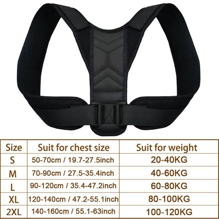Correcteur De Posture Et Soutien Dos/épaules Ajustable - Noir, En Néoprène, Unisexe, Neuf