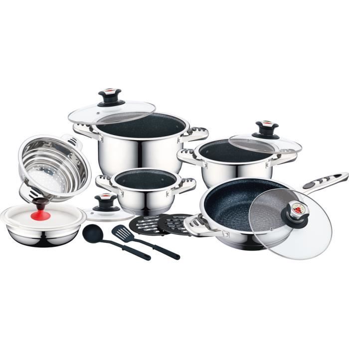 Premium Batterie Cuisine Inox Tous Types Feux Dont Induction Fond Antiadhesif Marbre 16 Pieces Cdiscount Maison