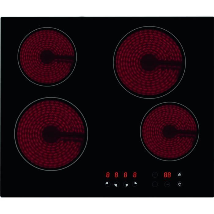 Plaque De Cuisson Vitrocéramique Hyundai HV3601 – 3 Zones, 5700 W Max, Contrôle Tactile, Verre Noir (60 Cm)