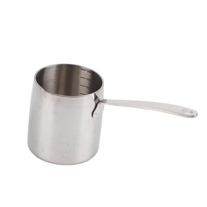 Chauffe-Beurre Inox 900ml - Fond Plat Pour Plaques Induction - Avec Marques De Mesure