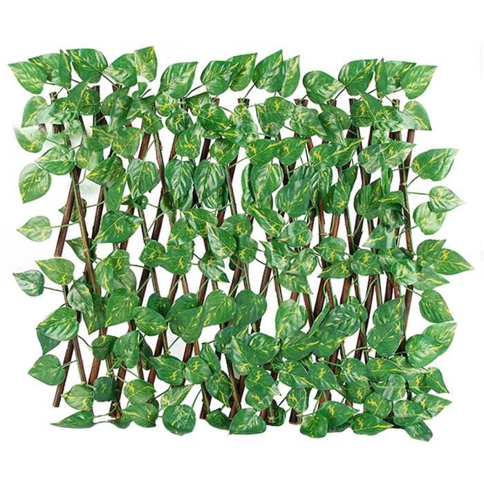Panneaux de couverture bois Clôture de simulation réglable Feuilles vertes artificielles Clôture Filet Rotin la décoration jardin