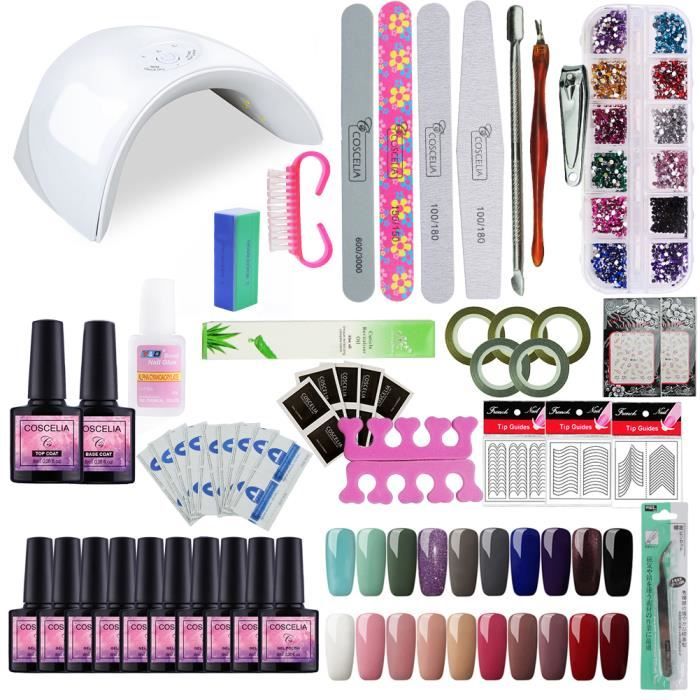 Coscelia Set 20 Couleurs Vernis A Ongle Uv Gel Kit Manucure Semi Permanent