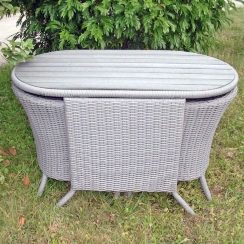 Salon 2 Places Encastrable Plateau Composite Gris Achat Vente