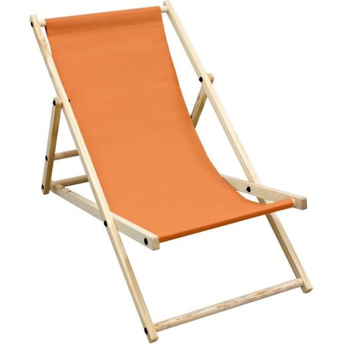 chaise longue de jardin pliante en bois bain de soleil chilienne orange 120 kg