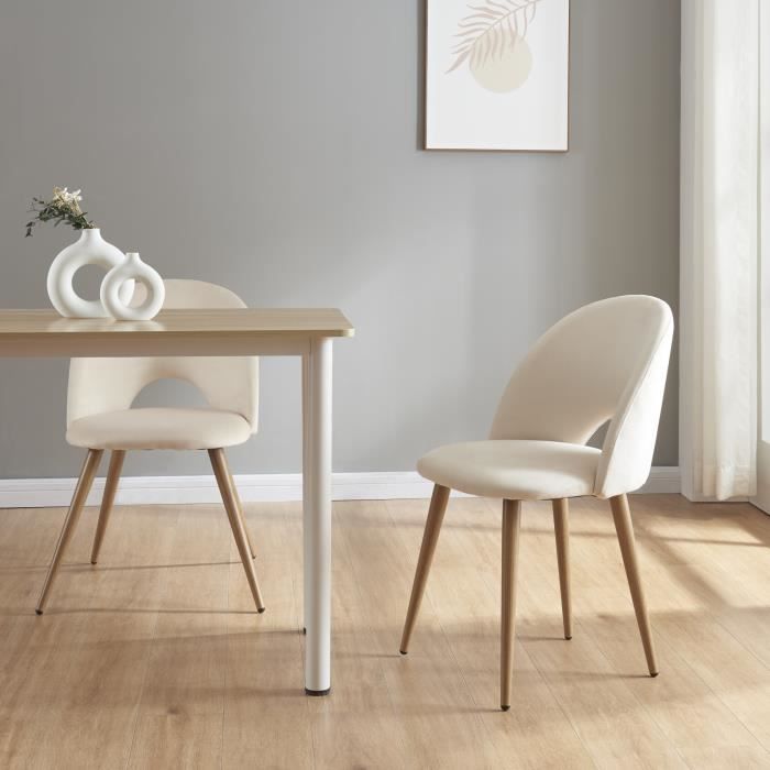 Lot de 2 chaises de salle à manger Karijoki 77 x 50 x 55 cm beige